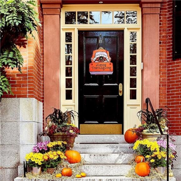 Happy Thanksgiving Decor Thanksgiving Turkey Door Sign Wooden Turkey Door - Picture 7 of 8